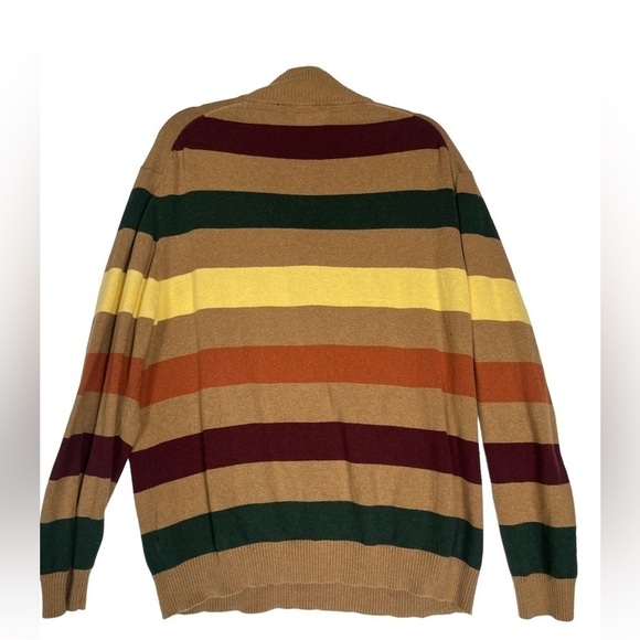 Alan Flusser Mens Sweater Size XL Multicolored striped 3/4 zip Mock Neck - Picture 2 of 7